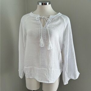 Counterparts Womens White Long Sleeve Blouse Size Small